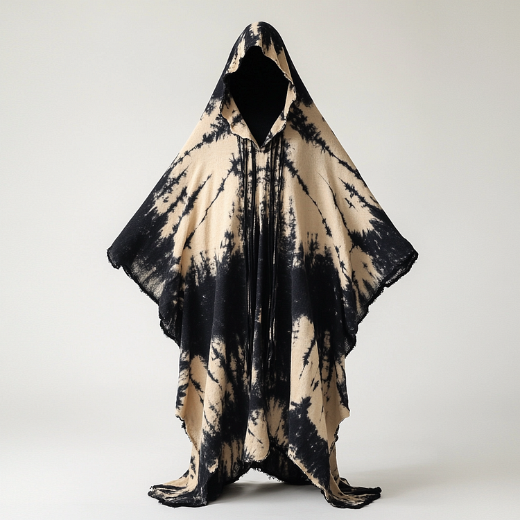Tie dye print hooded robe cape 42c3