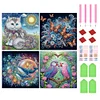 >SALE<30x30cm 4pcs Animal 5D DIY Special Shape Crystal Partial Diamond Painting Kit