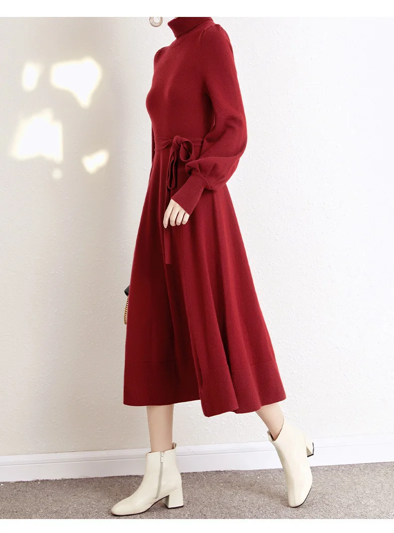 Urban Turtleneck Long Sleeve Plain Pockets Sweater  Dress