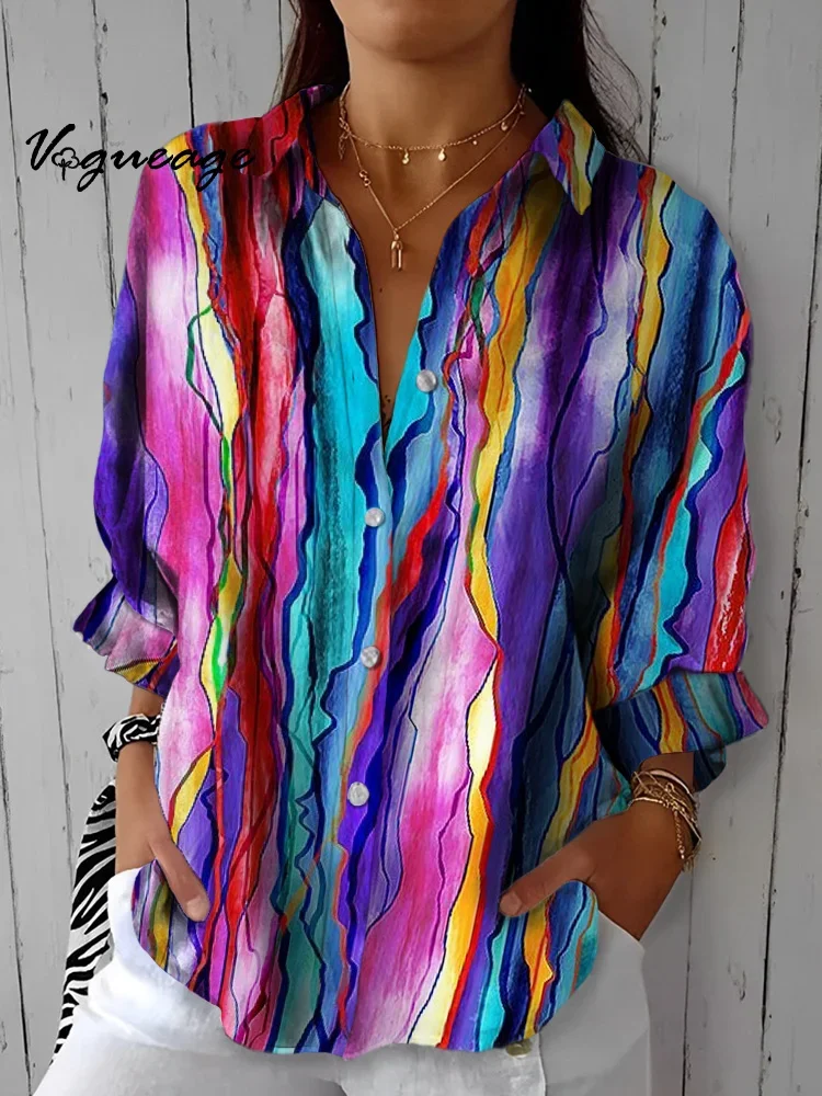 Gentle Bright And Vivid Flowers Printed Cotton And Linen Shirt