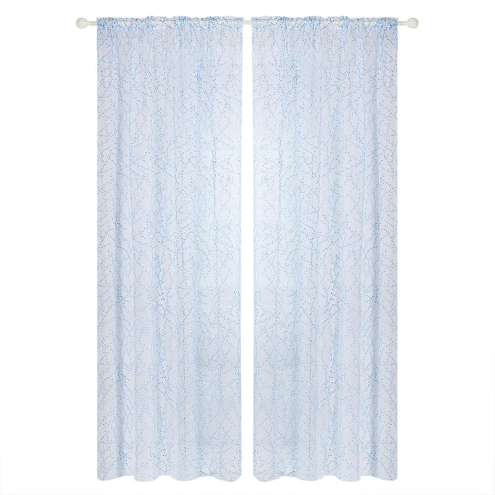 

Starry Sky Print Bedroom Half Blackout Curtain Living Room Drapes (Blue, 501 Original
