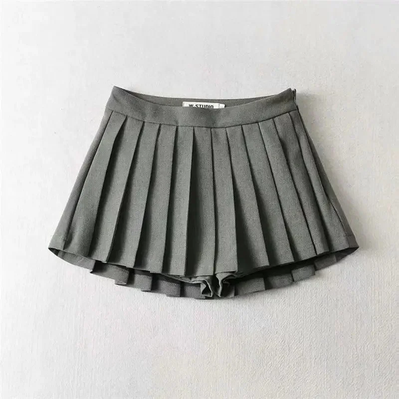 Huibahe Summer Sexy Mini Skirts with Short Womens High Waist Skirts Vintage Pleated Skirt Korean Tennis Skirts White Black