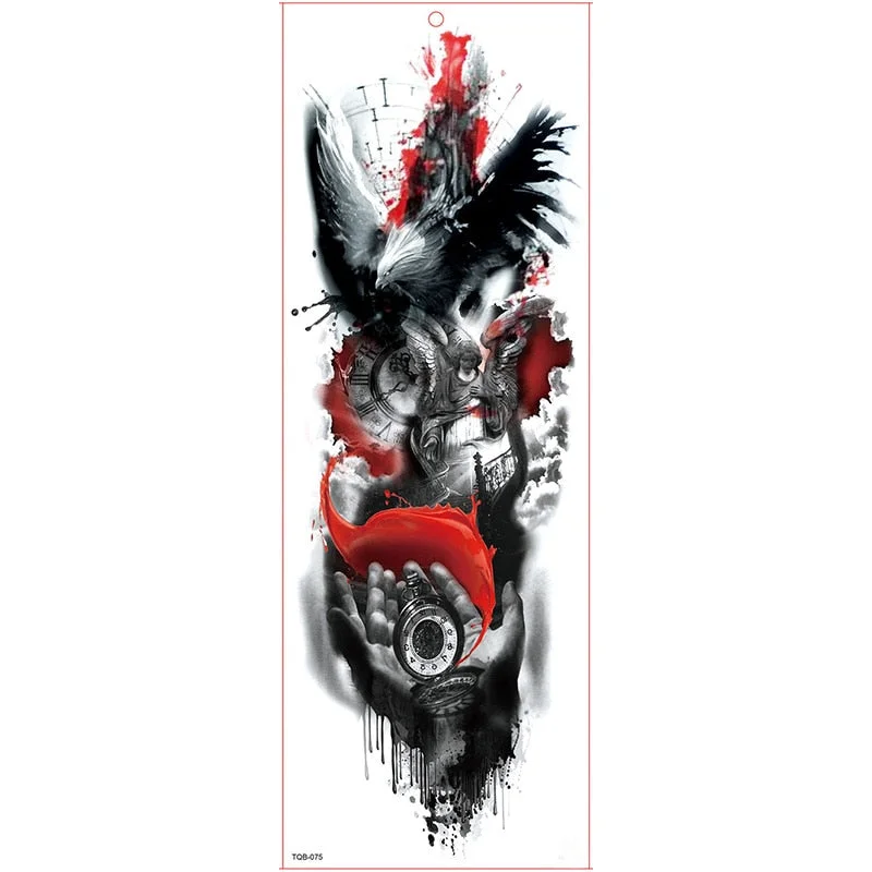 Large Arm Sleeve Tattoo Waterproof Temporary Tattoo Sticker Clock Rose Full Flower Tatoo Body Art Tattoo Girl