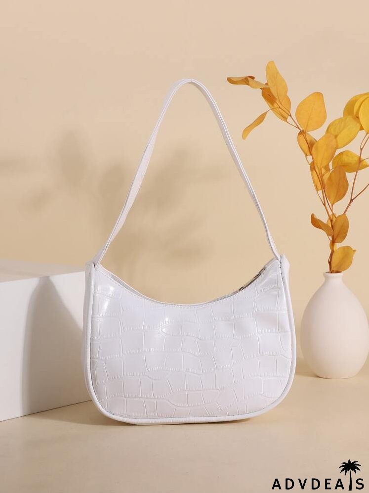 Croc Embossed Baguette Bag