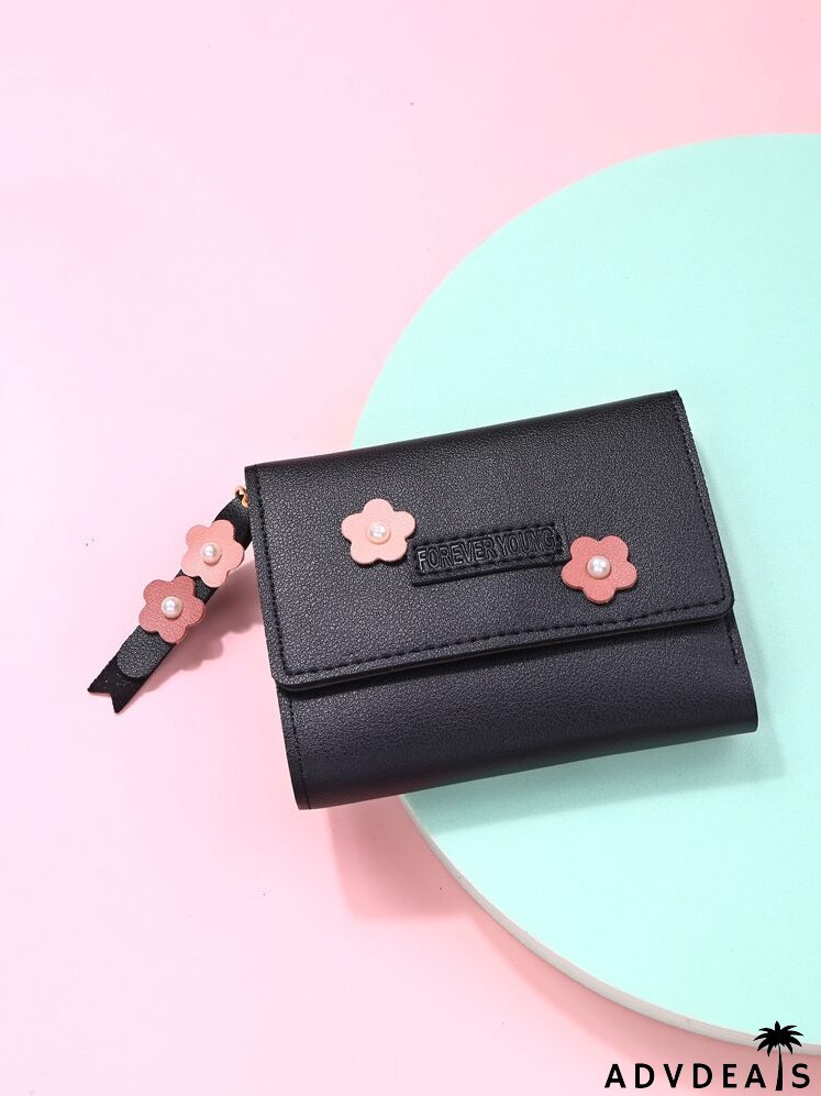 Flower & Faux Pearl Detail Small Purse