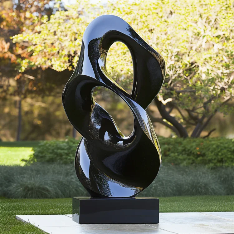 Modern Abstract Outdoor Sculpture Black Infinity Art Stainless Steel Sculpture