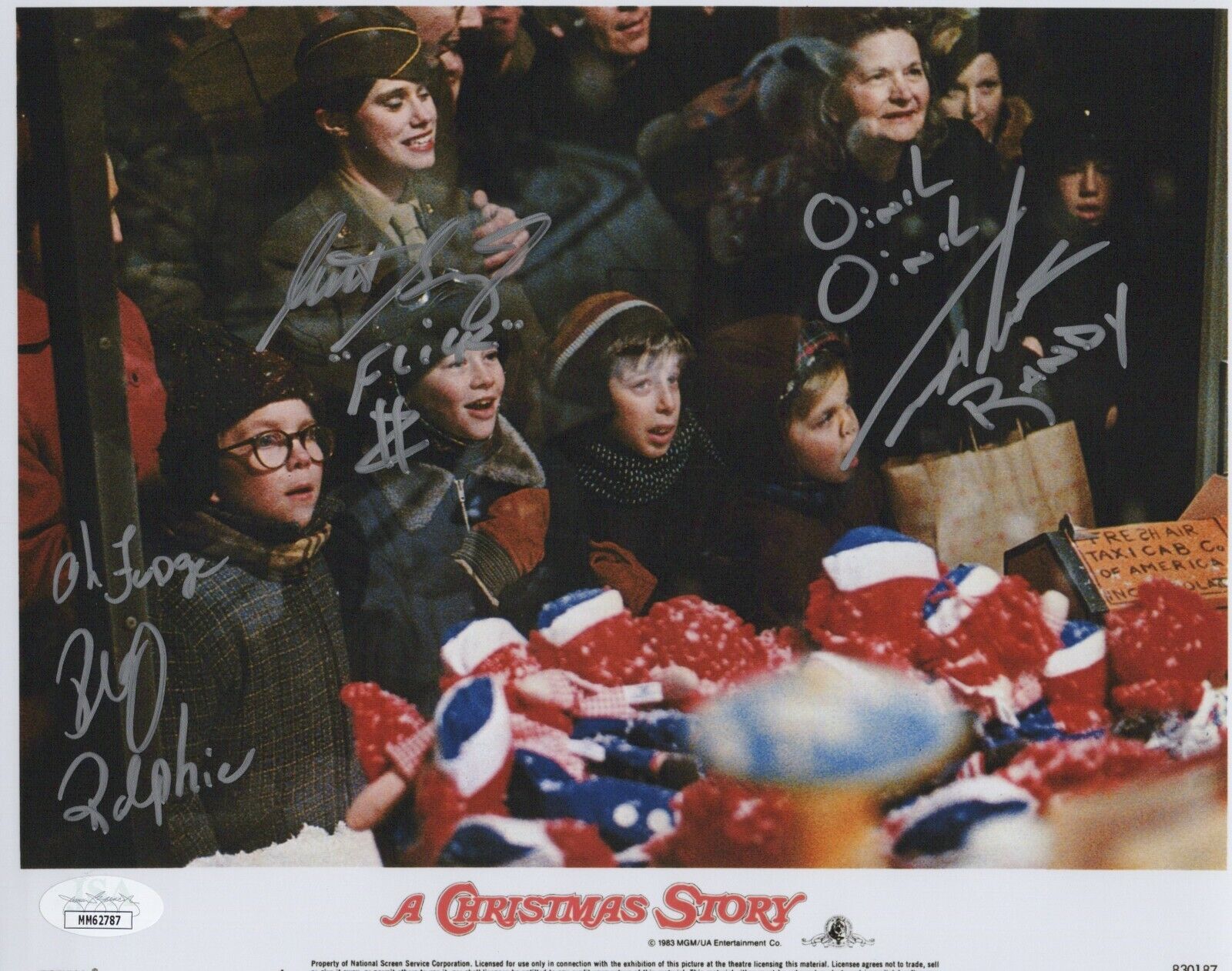 PETER BILLINGSLEY & IAN PETRELLA +1 Signed 8x10 A CHRISTMAS STORY Photo Poster painting JSA COA