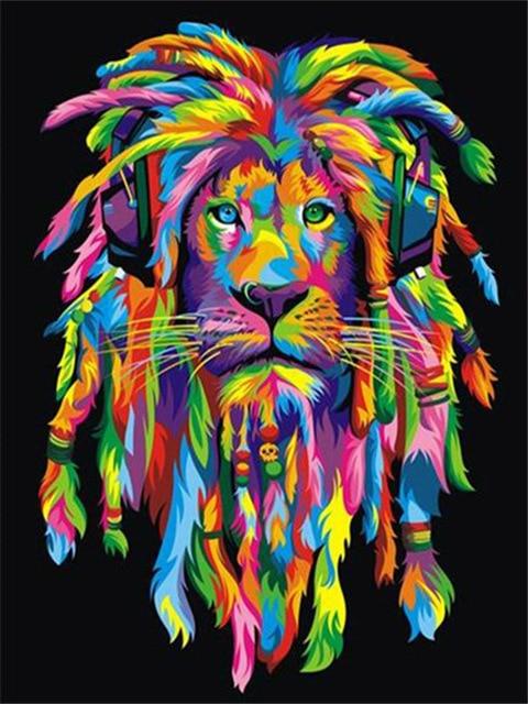 

Colorful Rasta Lion – Paint By Numbers - 40*50CM, 501 Original