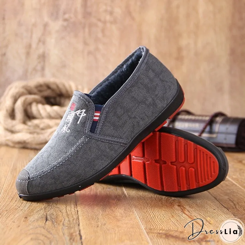 Men's Old Beijing Cloth Low Top Peas Canvas Shoes