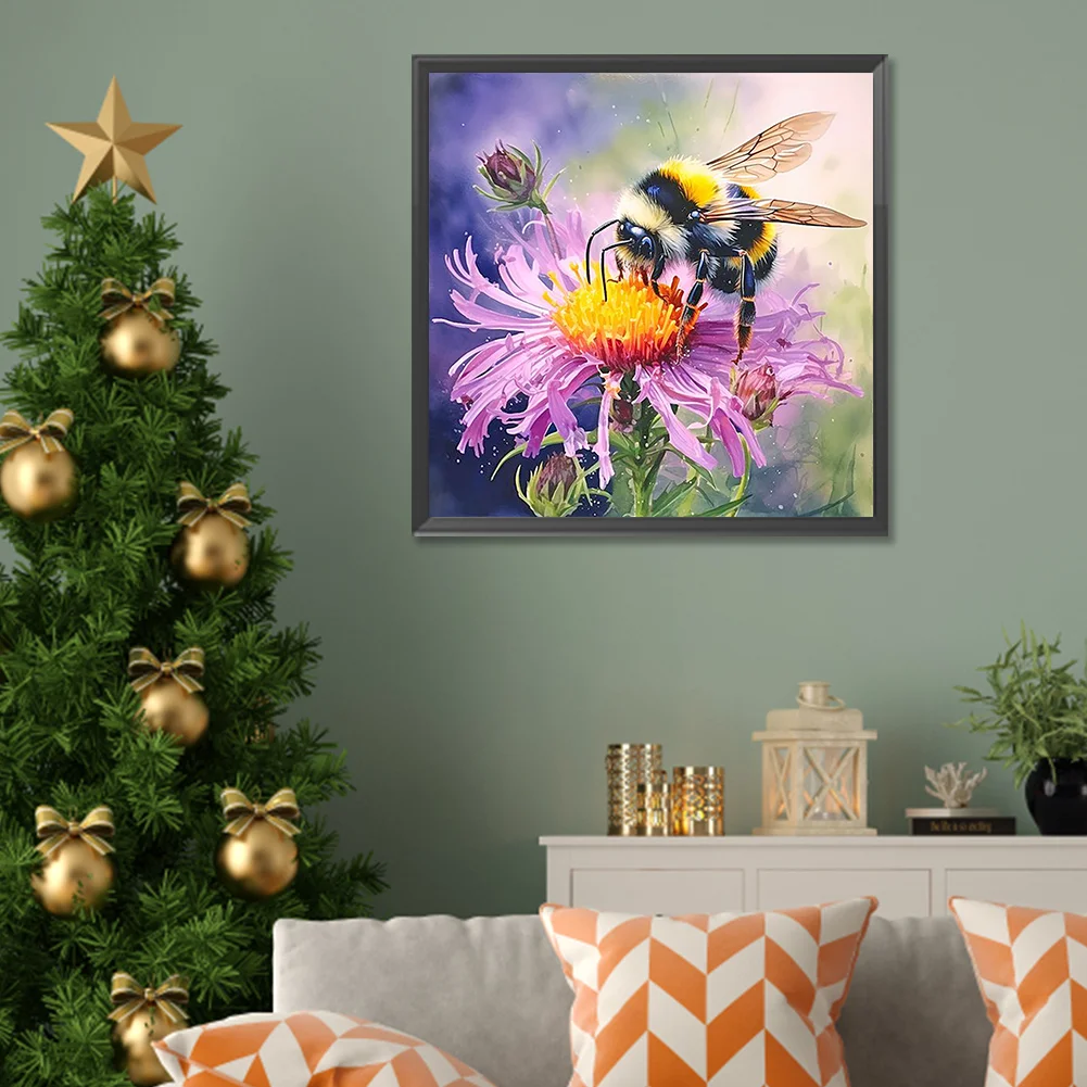 Diamond Painting - Full Round Drill - Flower Bee(Canvas|30*30cm)