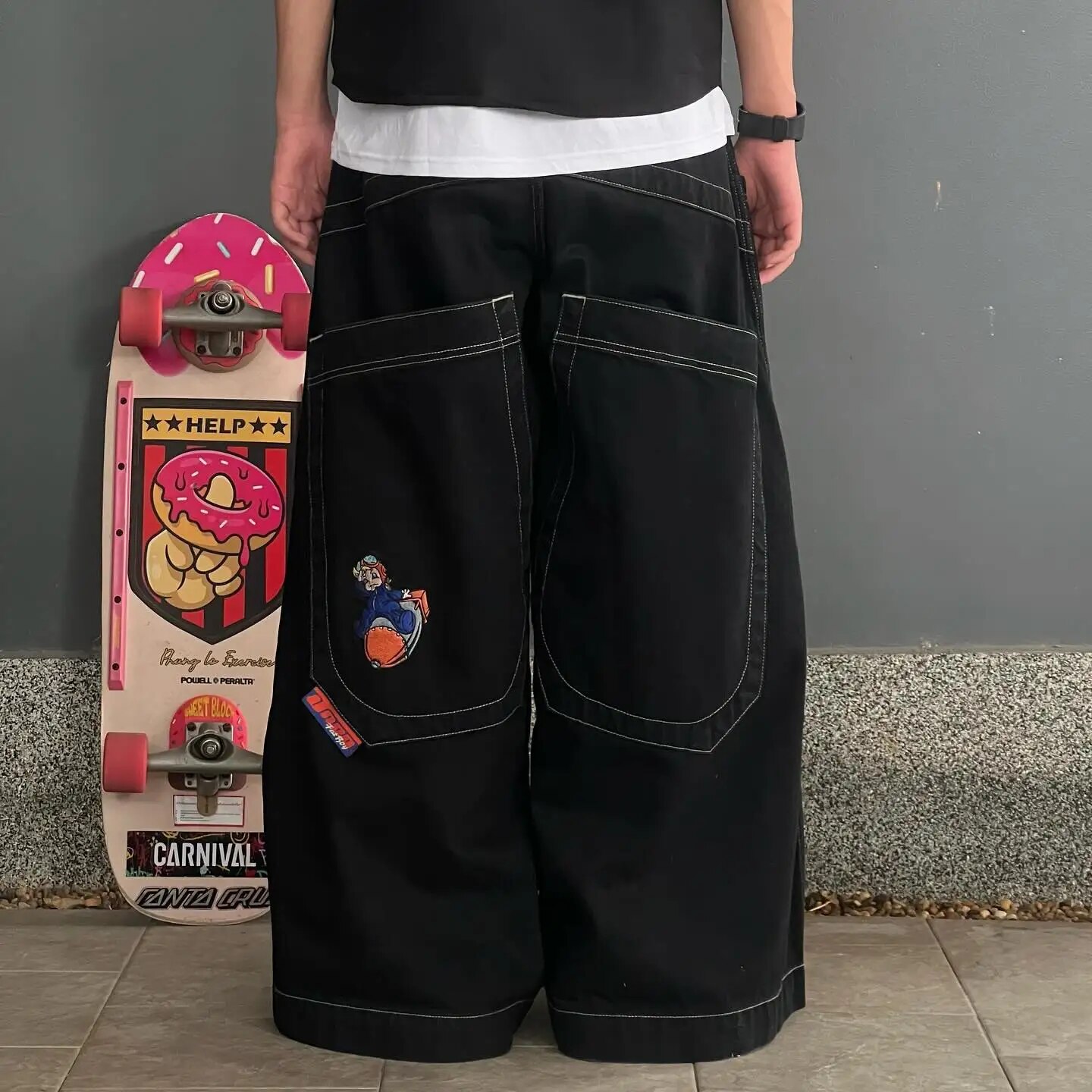 Gamesnexts costumes for women hot Hip Hop Rock Embroidery Retro Harajuku High Waist Wide Leg Jeans 2025 New Fashion Baggy Jeans Pattern Men Women Streetwear