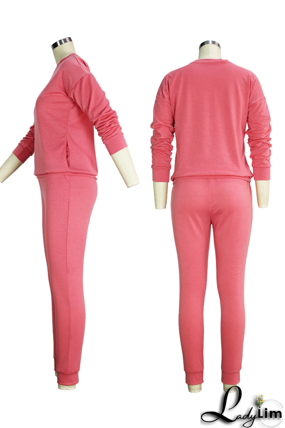 Yellow Fashion Lips Printed Patchwork O Neck Long Sleeve Two Pieces