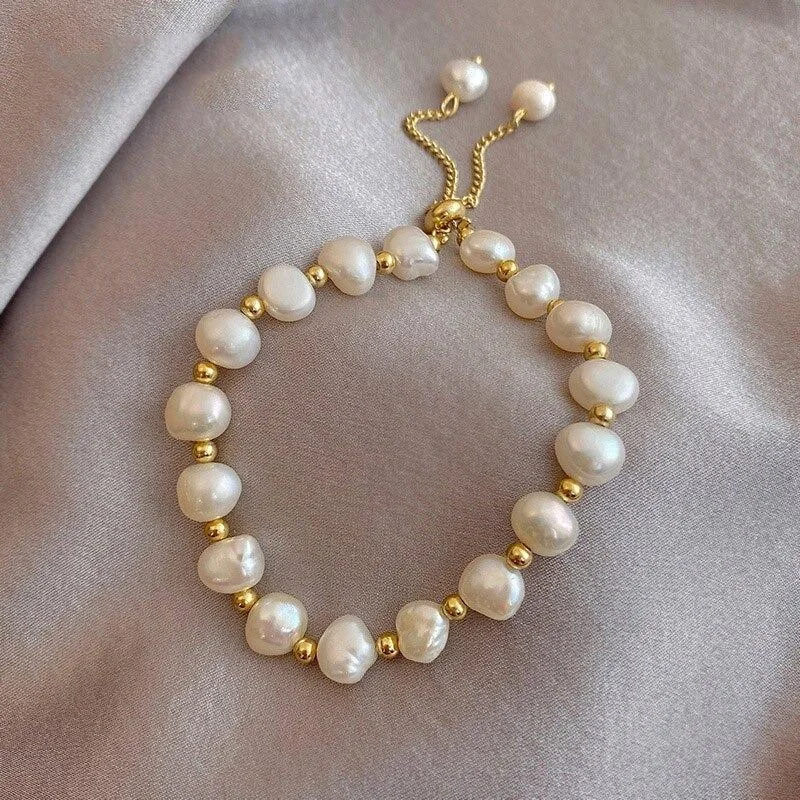 Bee-dazzled Natural Freshwater Pearl and Rhinestone Fashion Bracelets
