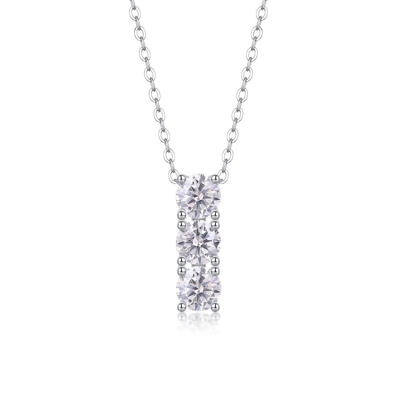 925 Sterling Silver Moissanite Inlay Geometric GRA Certificate Pendant Necklace