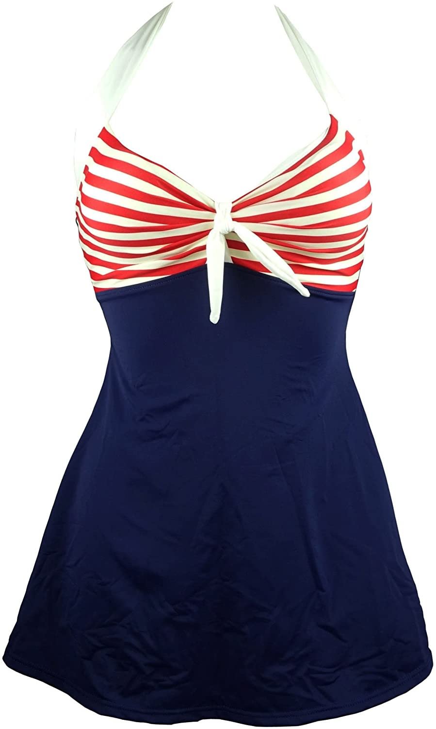 Vintage Sailor Pin Up Swimsuit Retro One Piece Skirtini Cover Up Swimdress