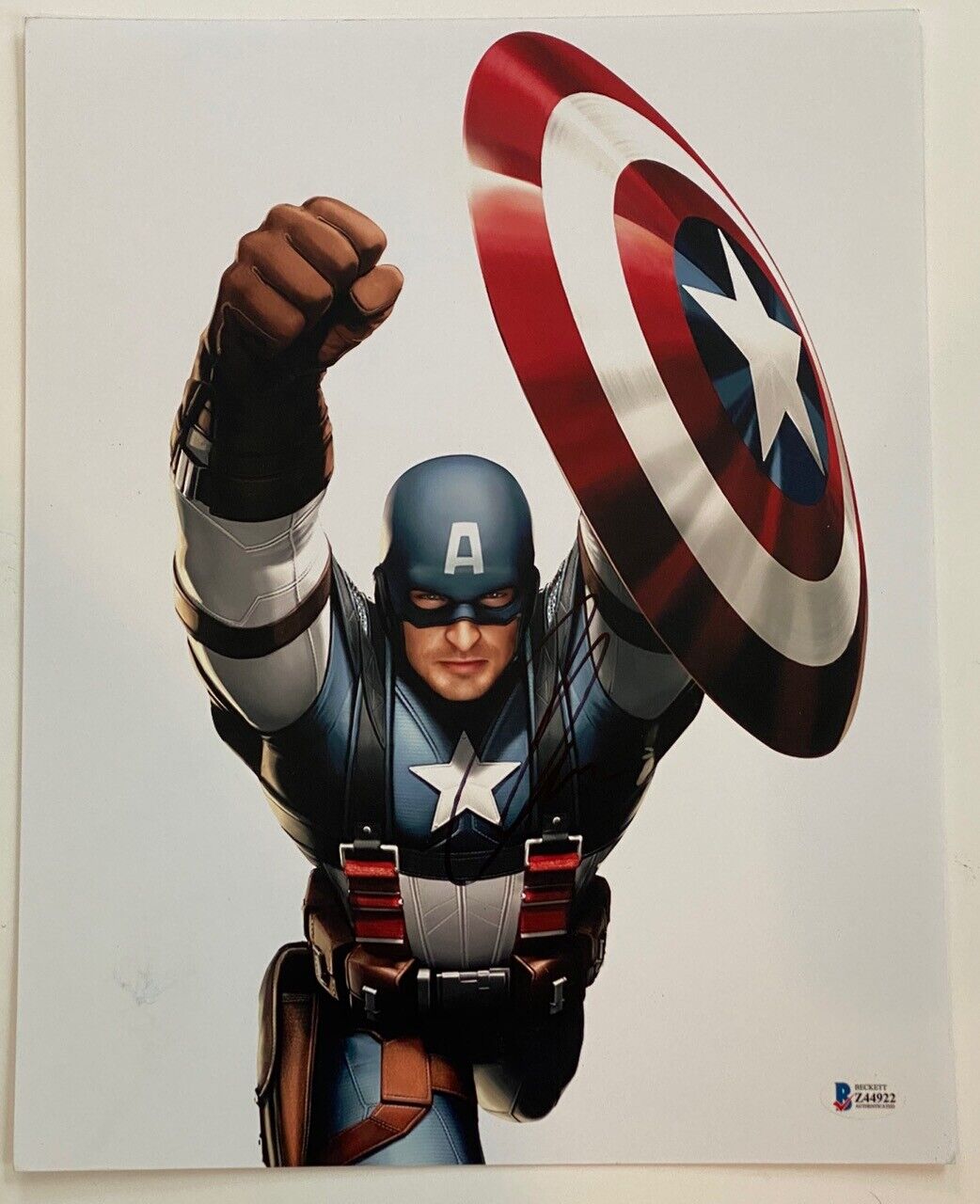 Chris Evans Signed Autograph 11x14 Photo Poster painting Captain America Avengers Beckett COA