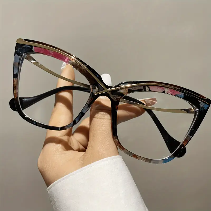 gafas de     con lentes transparentes para mujer -     de metal, accesorio de moda detalles 5