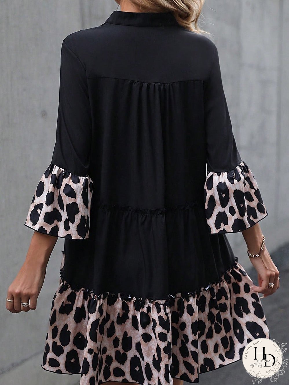 Fierce Elegance Black Leopard Ruffle Plus-Size Dress