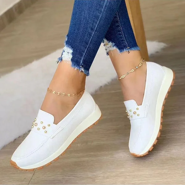 HUXM Vintage Round Toe Slip On Tassel Platform Loafers