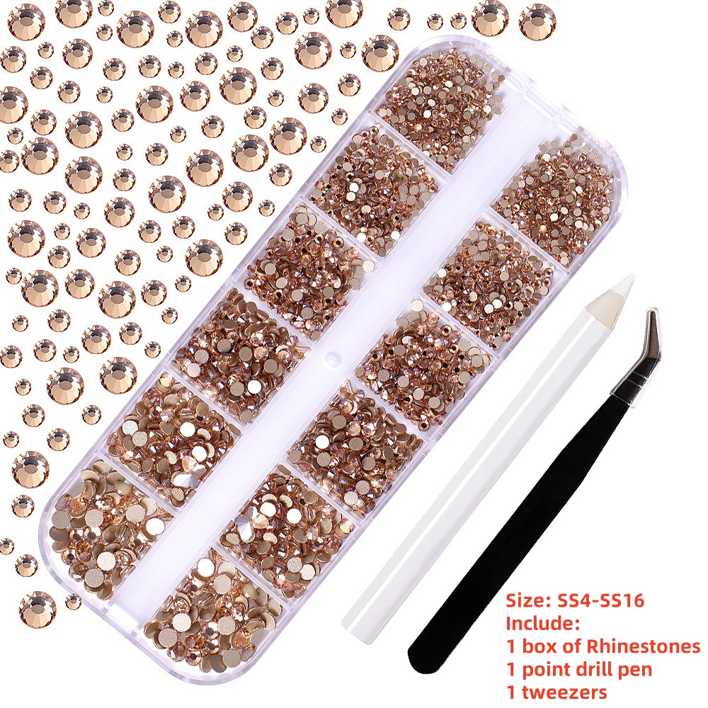Multi-Size Nail Rhinestones Kit 3D Crystal AB DIY Nail Art Decors Diamond Gems Glitter Manicure Point Drill Pen Tweezers Tools #