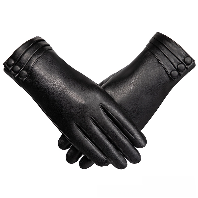 Gloves Ladies Winter Outdoor Warm Gloves Velvet Touch Screen Driving Electric Car Gloves PU Leather Gloves