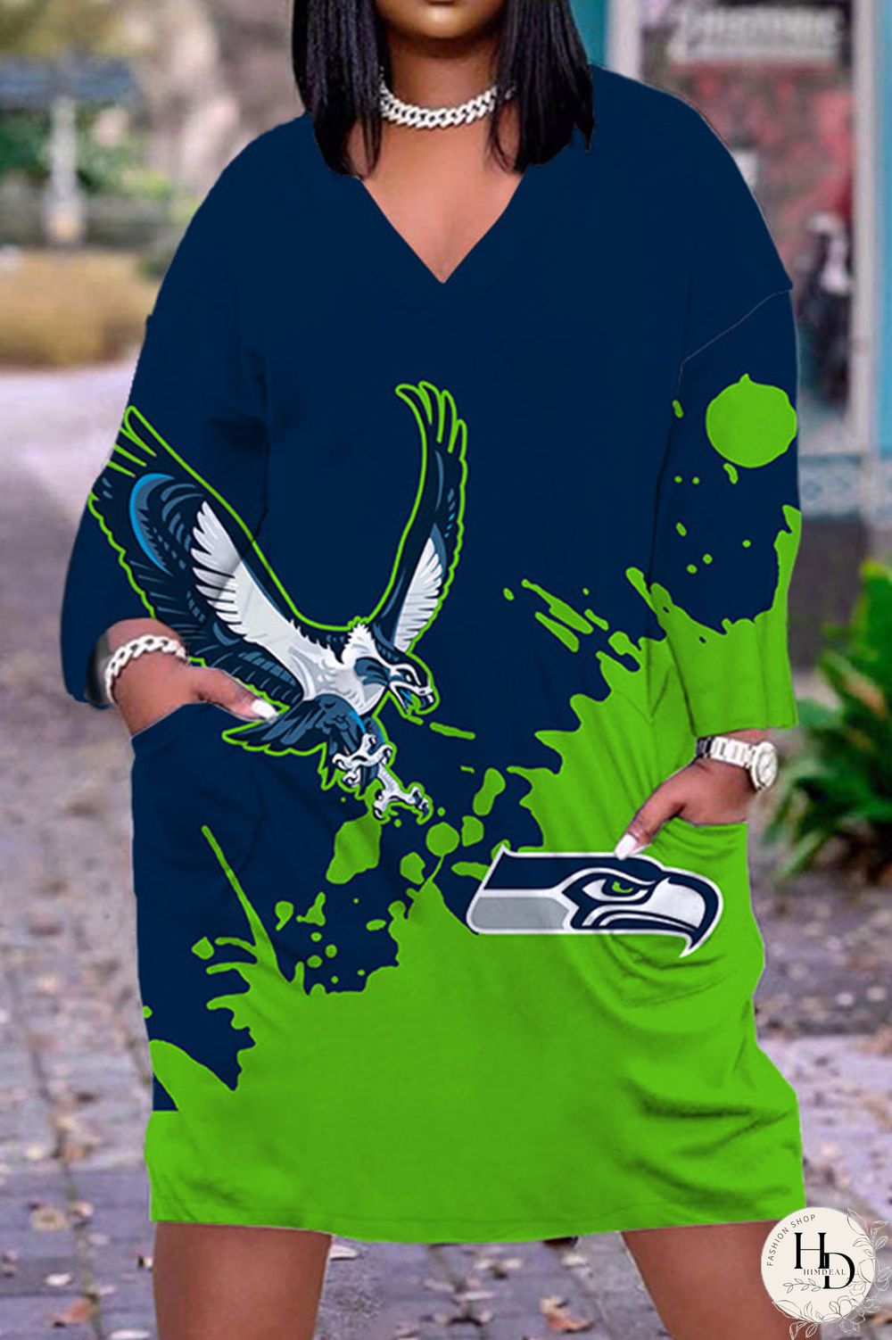 Black Yellow Casual Print Patchwork V Neck Straight Dresses