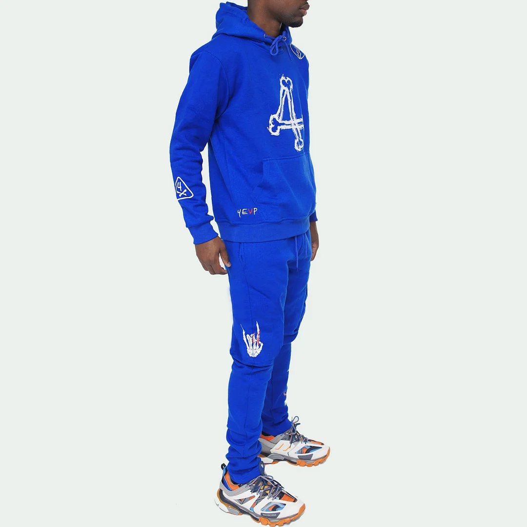 Street Style Skull Loose Hoodie Track Pants Set