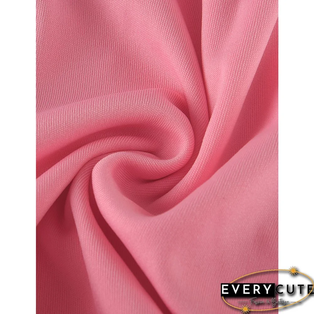 Pink Ruffle One Shoulder Sleeveless V Neck Jumpsuit