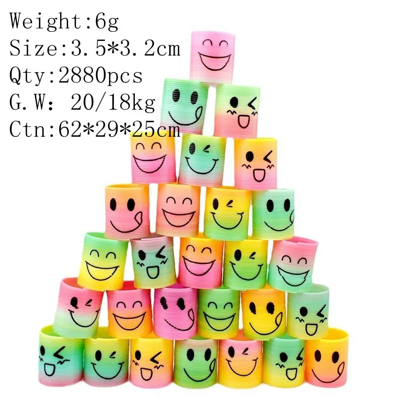 12 Pieces Cute 3. 5cm Children’s Colorful Spring Coil Little White Rabbit Rainbow Elastic Force Circle Toy