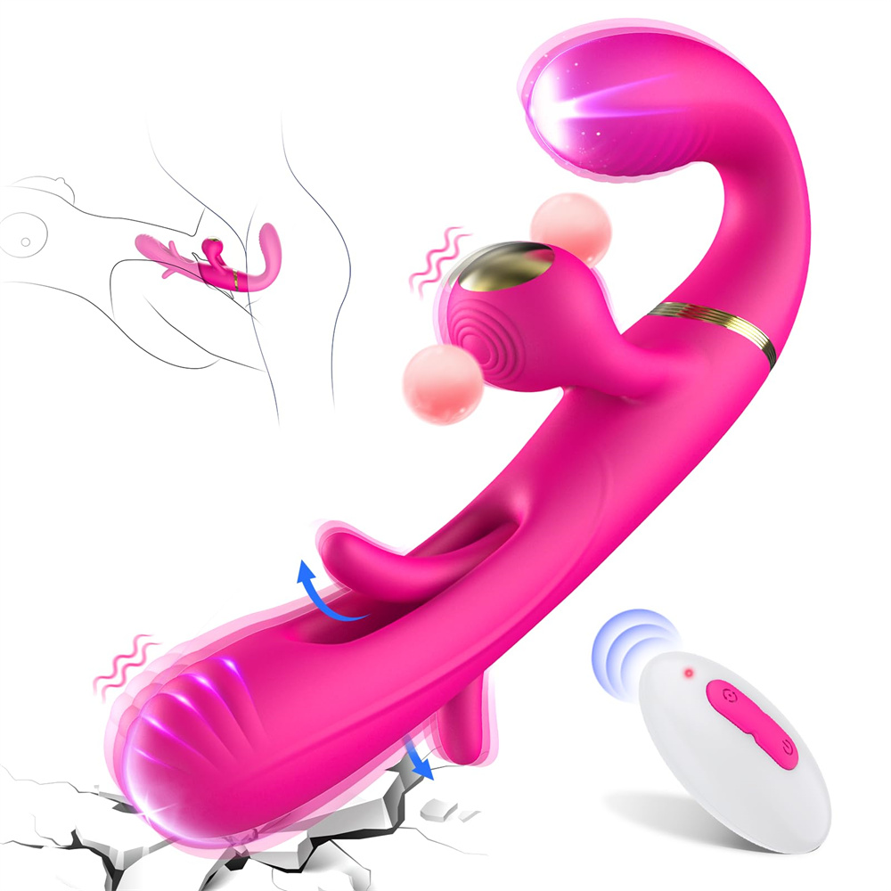 Lesbian G-spot Vibrator 10 Modes Flappig Wearable Clitoral Stimulator With Remote Control - Rose Toy