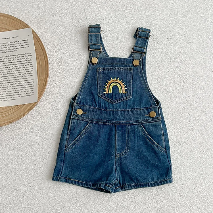 Baby Rainbow Denim Overalls with Sister Dress