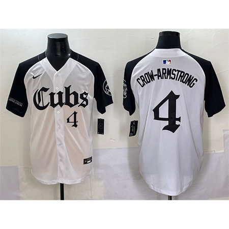 Men's Chicago Cubs #4 Pete Crow-Armstrong White "Gothic North Side Edition" Vapor Premier Limited Stitched Baseball Jersey PGUE