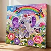DIY Pearl Painting Baby Elephant for Home Decor with Frame(25x25cm)