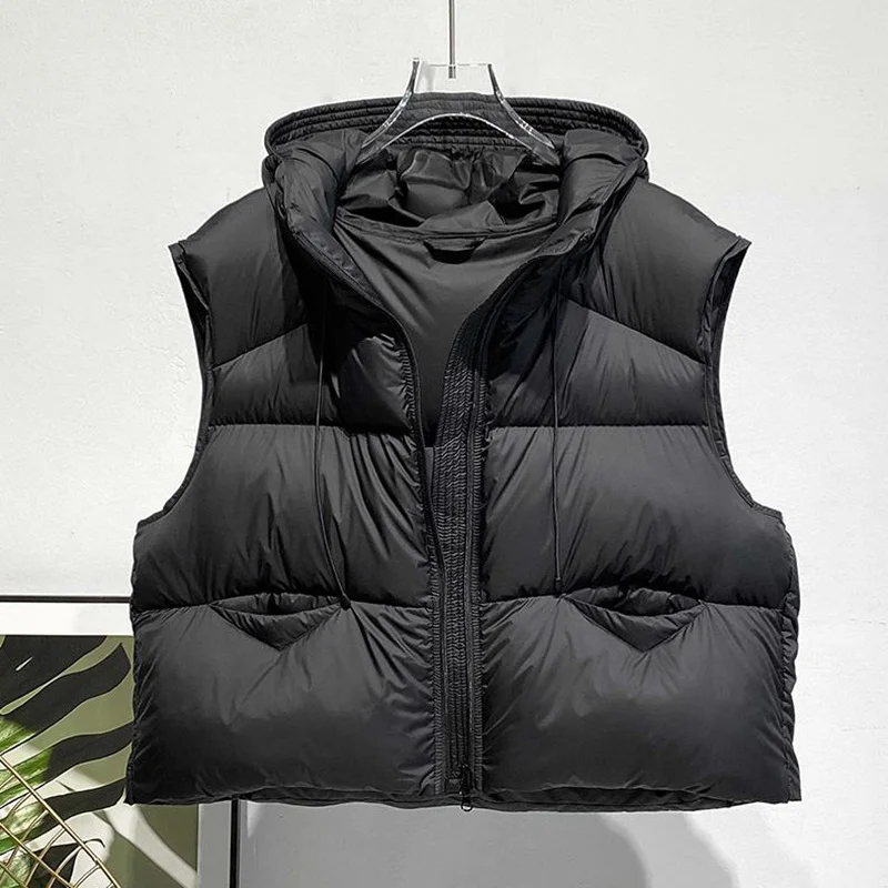 Toloer Goose Down Down Vest Female 2024 Autumn / Winter Fashion High Luxury Puff Feeling Hooded Vest To Wear Thickened Vest Tide-Outfit Ideas