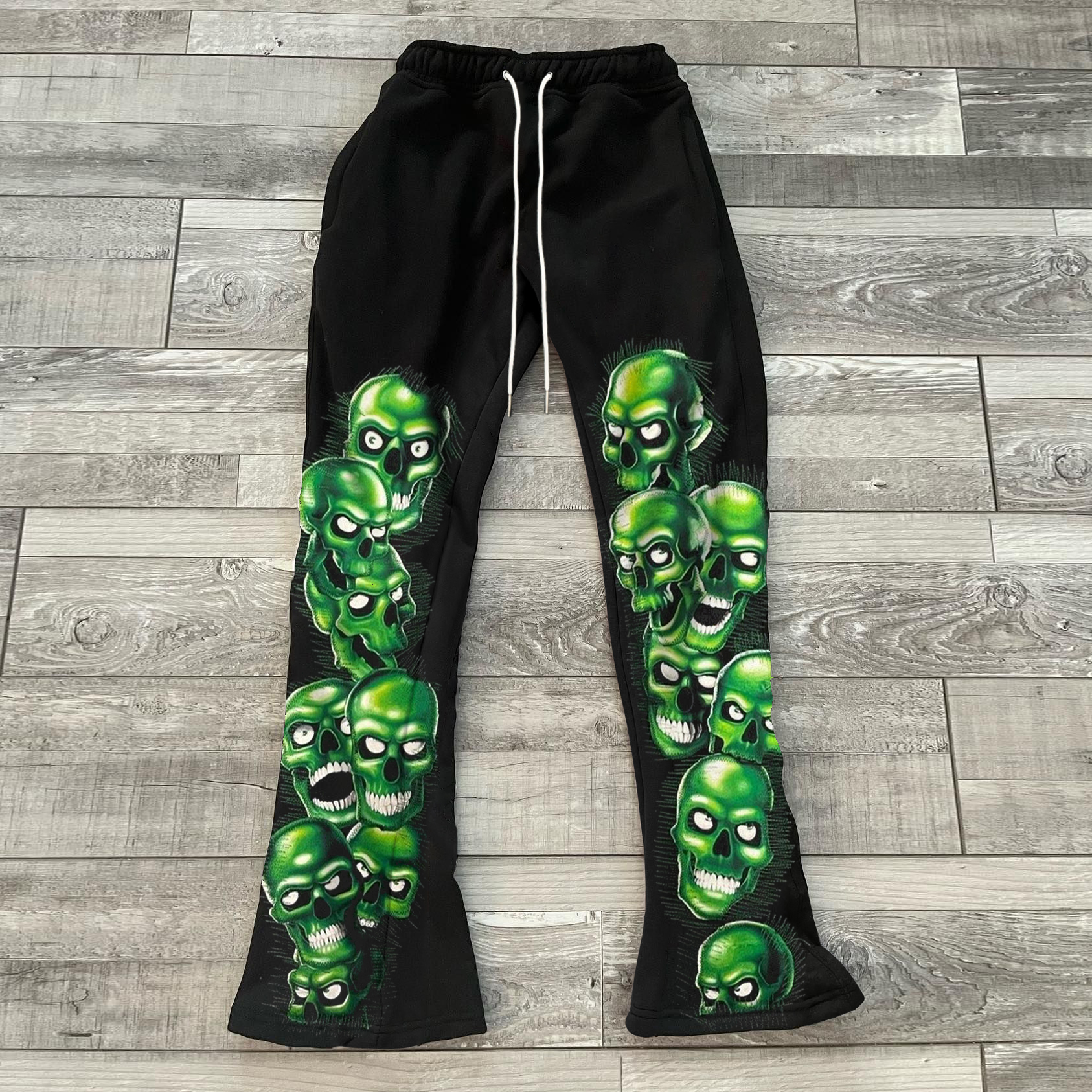 Casual Retro Skull Print Flared Pants