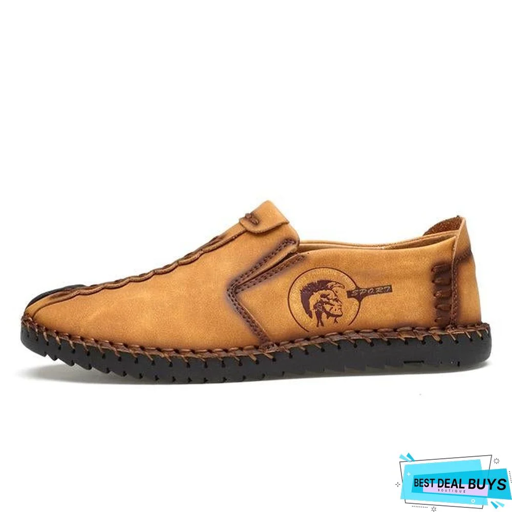 Men's Comfortable Casual Loafers Shoes Split Leather Flats Moccasins Shoes
