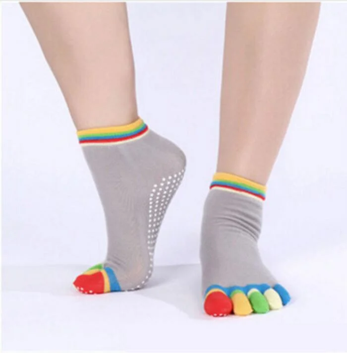 CUHAKCI Cotton Socks Five Fingers Multicolor Socks Yuga Skid Resistance Dots Pattern Printing Femme Dance Women's Toe Socks Girl