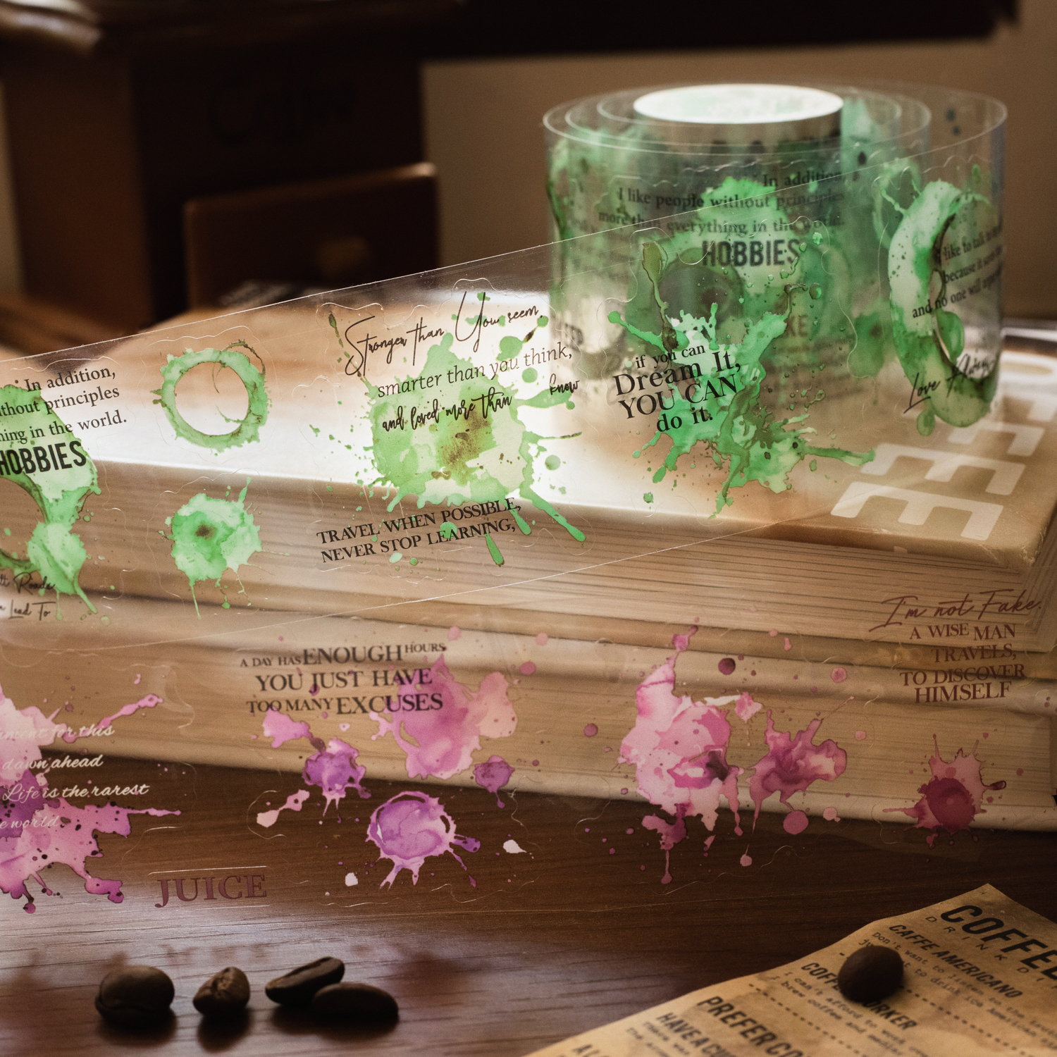 PET 테이프 - 50mm*200cm 커피의 추억 시리즈 빈티지 커피 스머지 풍경