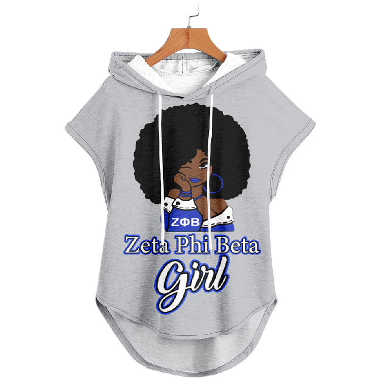 Girl Art Print Sleeveless Drawstring Hoodie