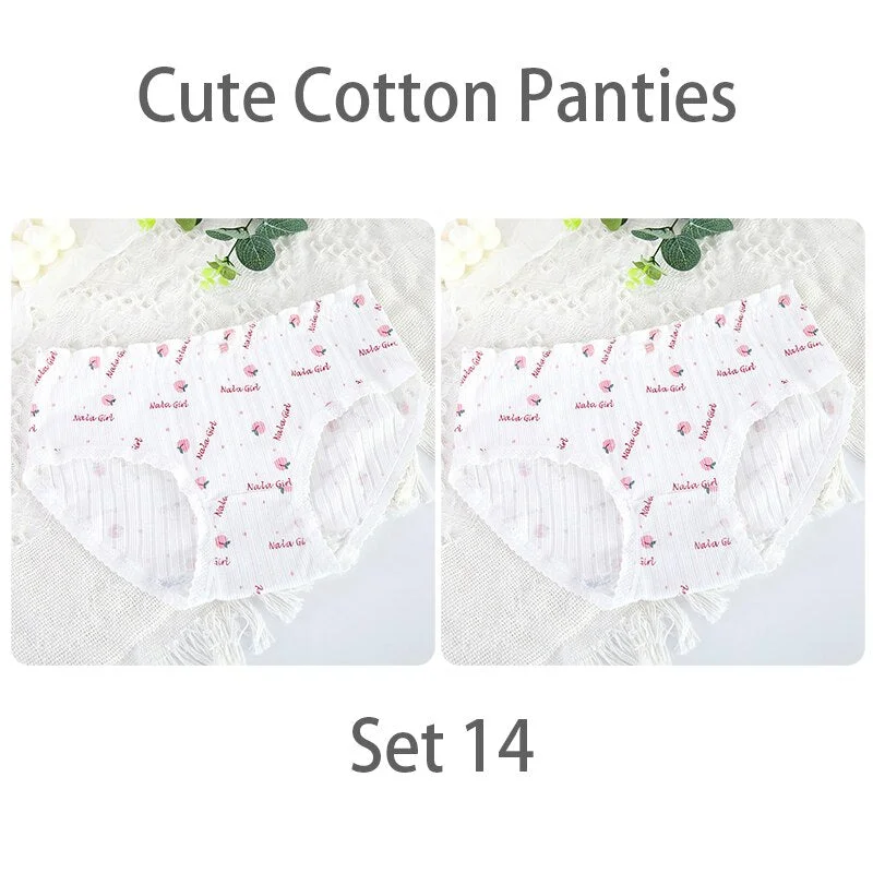 FINETOO Women's Sexy Lace Thongs G-string Underwear Cute Panties Briefs For Ladies T-back lingerie Cartoon Girls Pink Panty