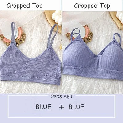 Women Tank Crop Top Seamless Underwear Crop Tops Sexy Lingerie Backless Bra Push Up Bralette Brassiere Intimate Camisole Femme