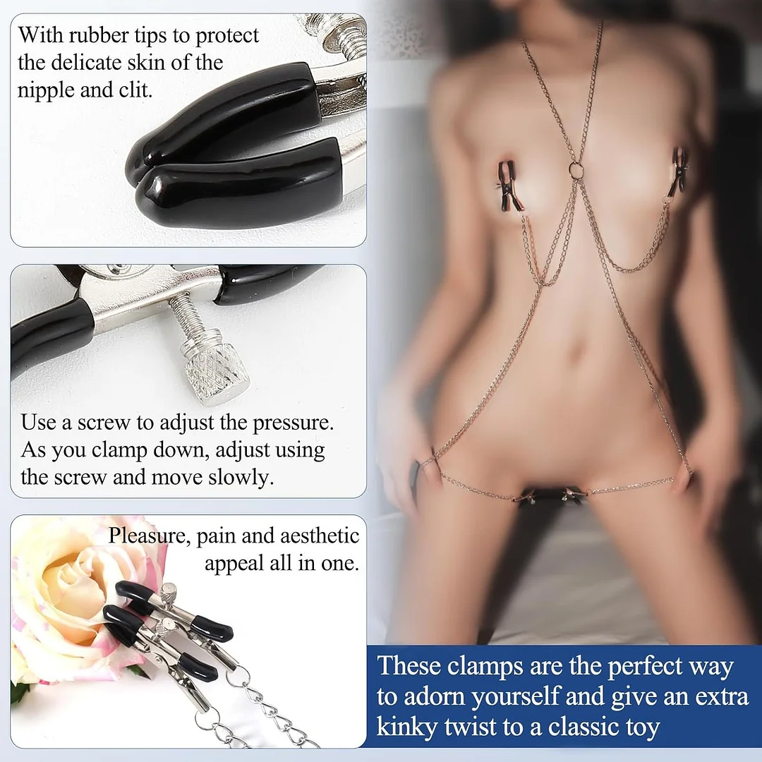Nexlink - Bdsm Sexy Nipple Clamps Pussy Clamps With Chain