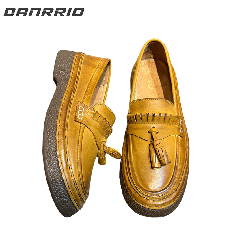 DANRRIO Handmade Retro British Style Tassels Thick-soled Loafers DANRRIO.COM DANRRIO