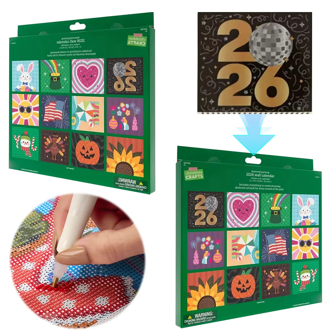 2026 Diamond Art Painting Calendar DIY Wall Calendar 12-Month Flip Wall Calendar