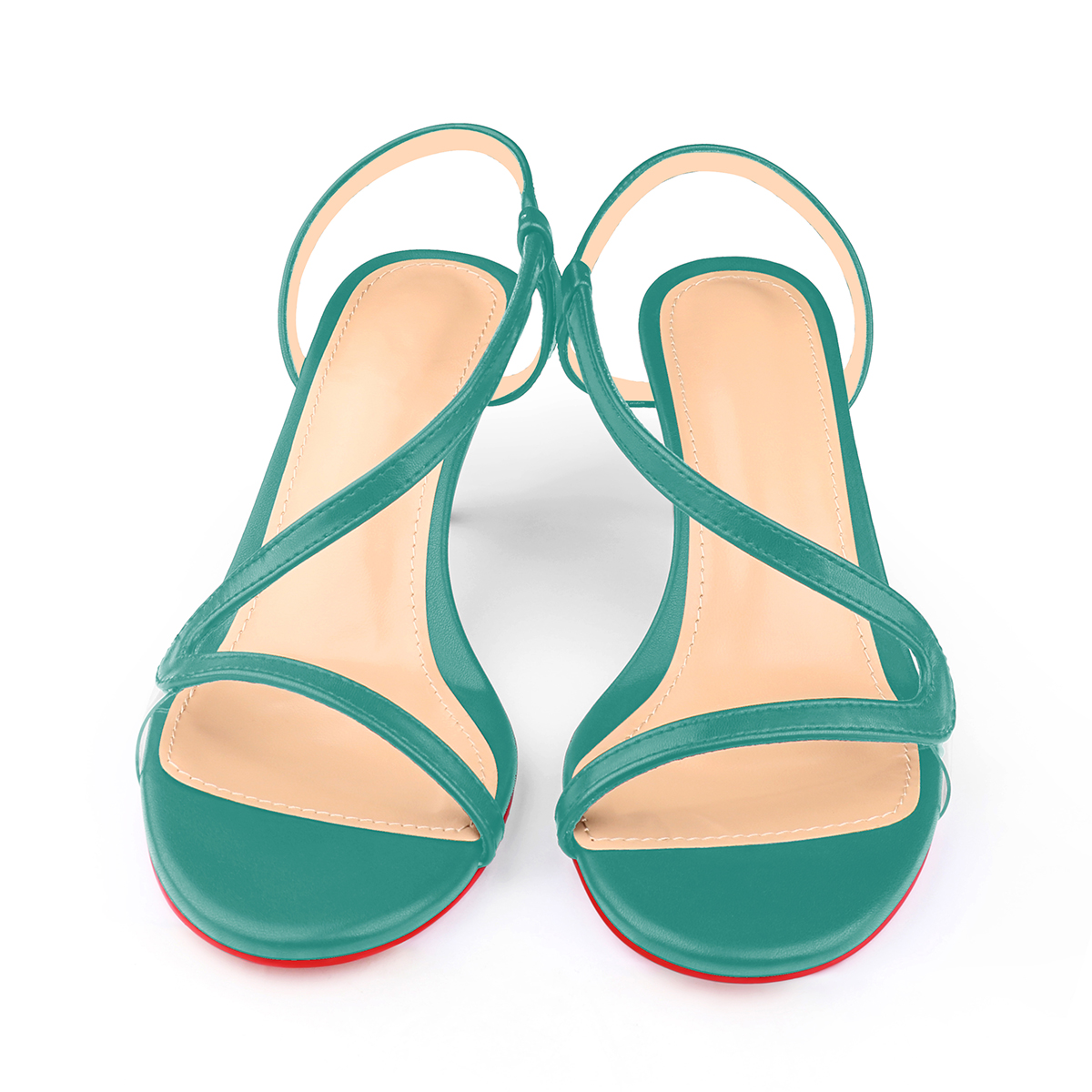 65mm Women's Matte Red Bottom Sandals Spotlight Wavy Straps Sandals-MERUMOTE