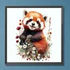 Red Panda Flowers-Full Round Diamond Painting 30*30CM