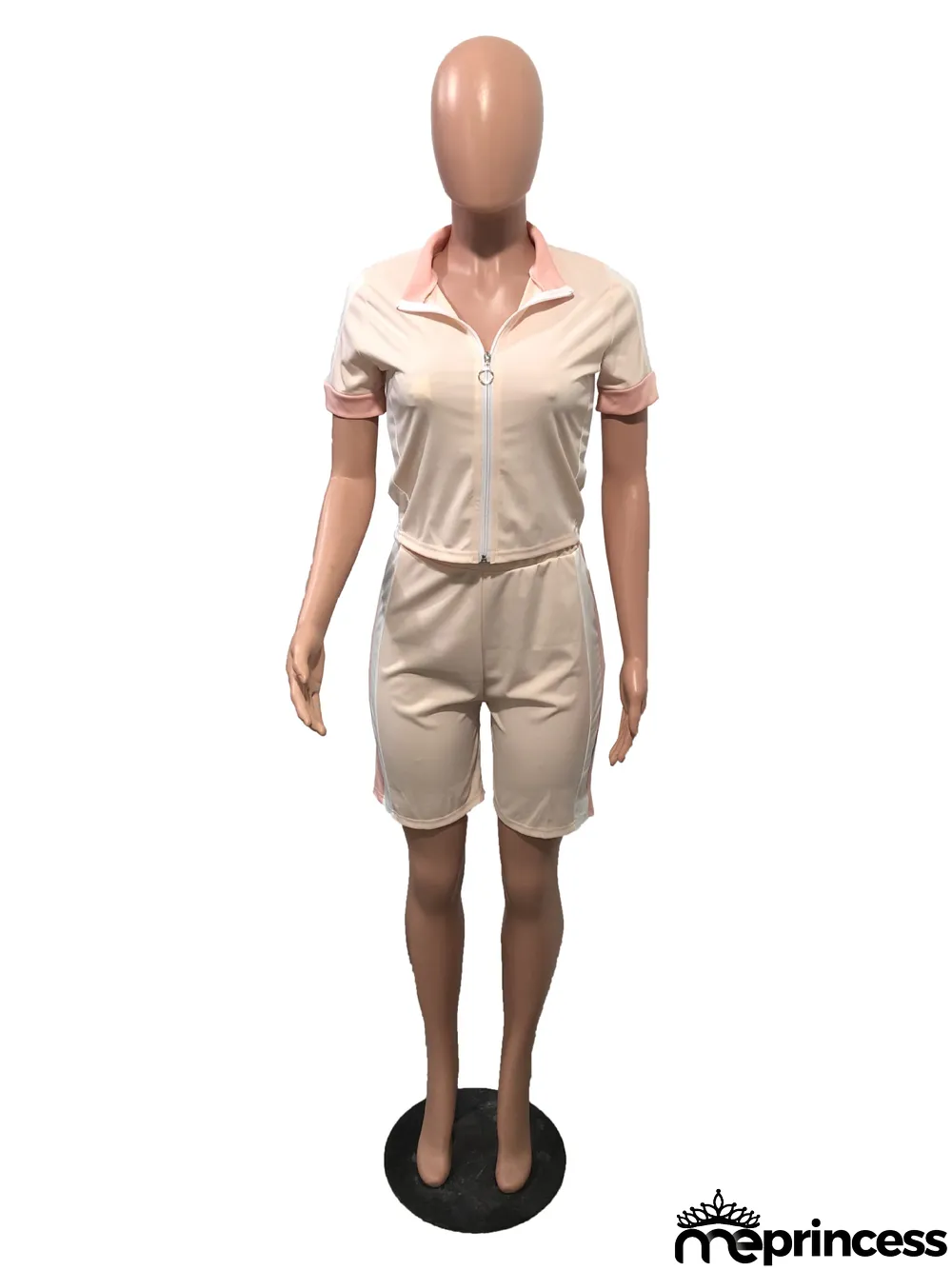 Spliced ??Short Sleeve Coat Shorts Casual Sports Suit