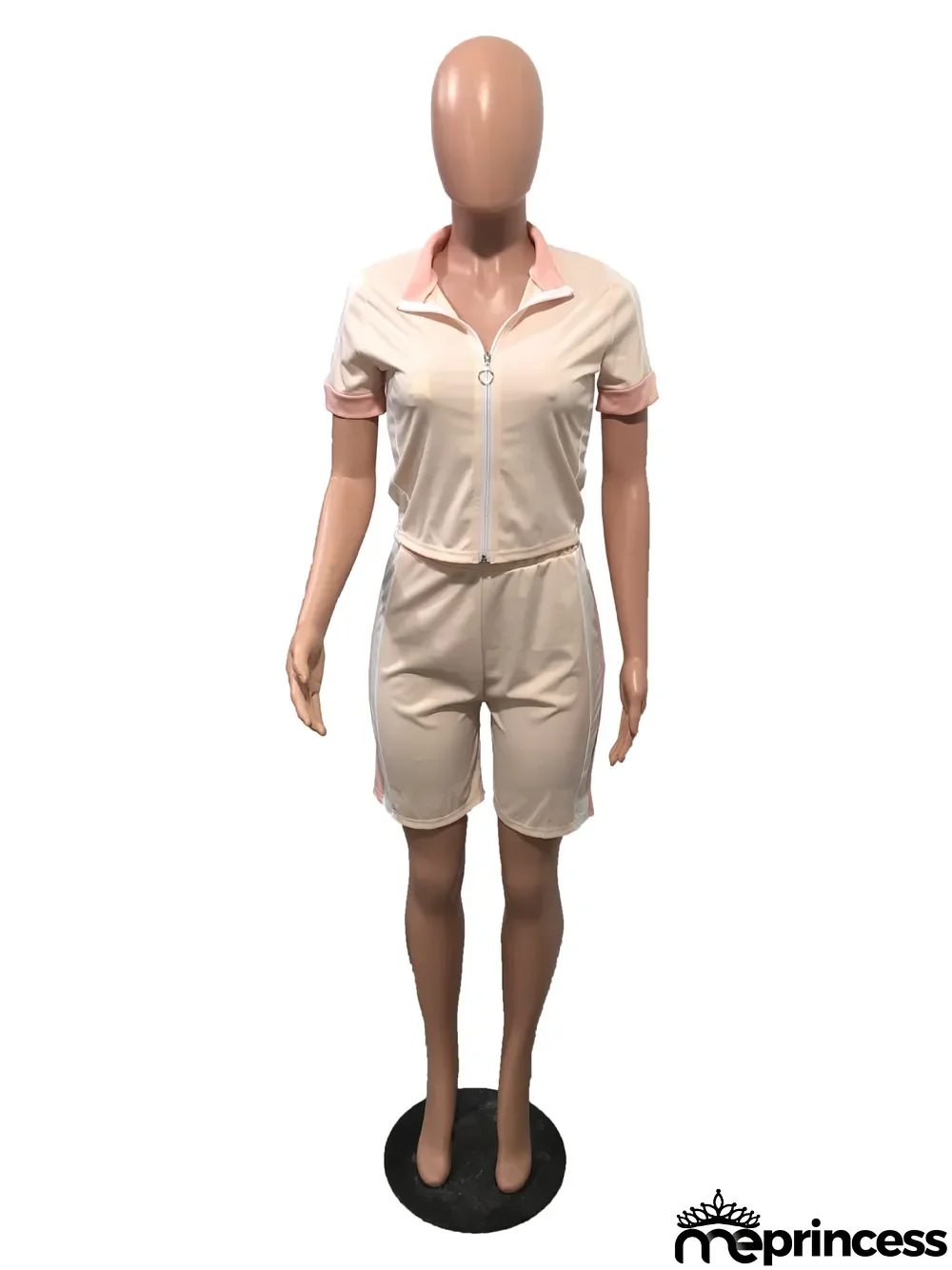 Spliced ??Short Sleeve Coat Shorts Casual Sports Suit