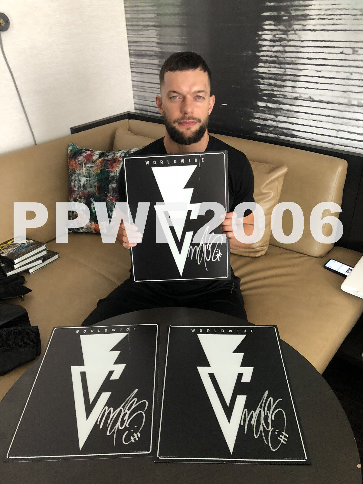 WWE FINN BALOR HAND SIGNED AUTOGRAPHED METAL SIGN WITH PICTURE PROOF AND COA