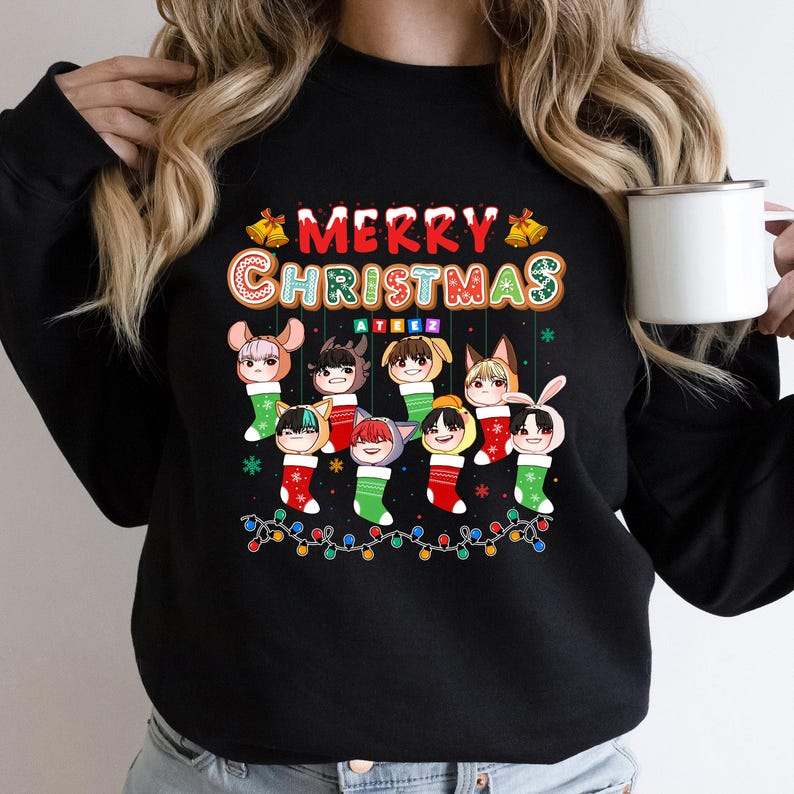 Ateez Christmas Members Cartoon Sweatshirt